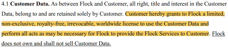 Flock Safety customer data section