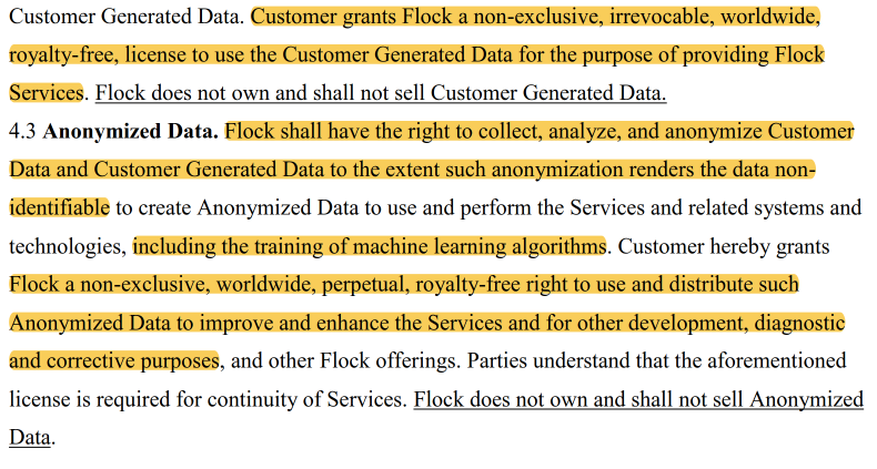 Flock Safety customer generated data section